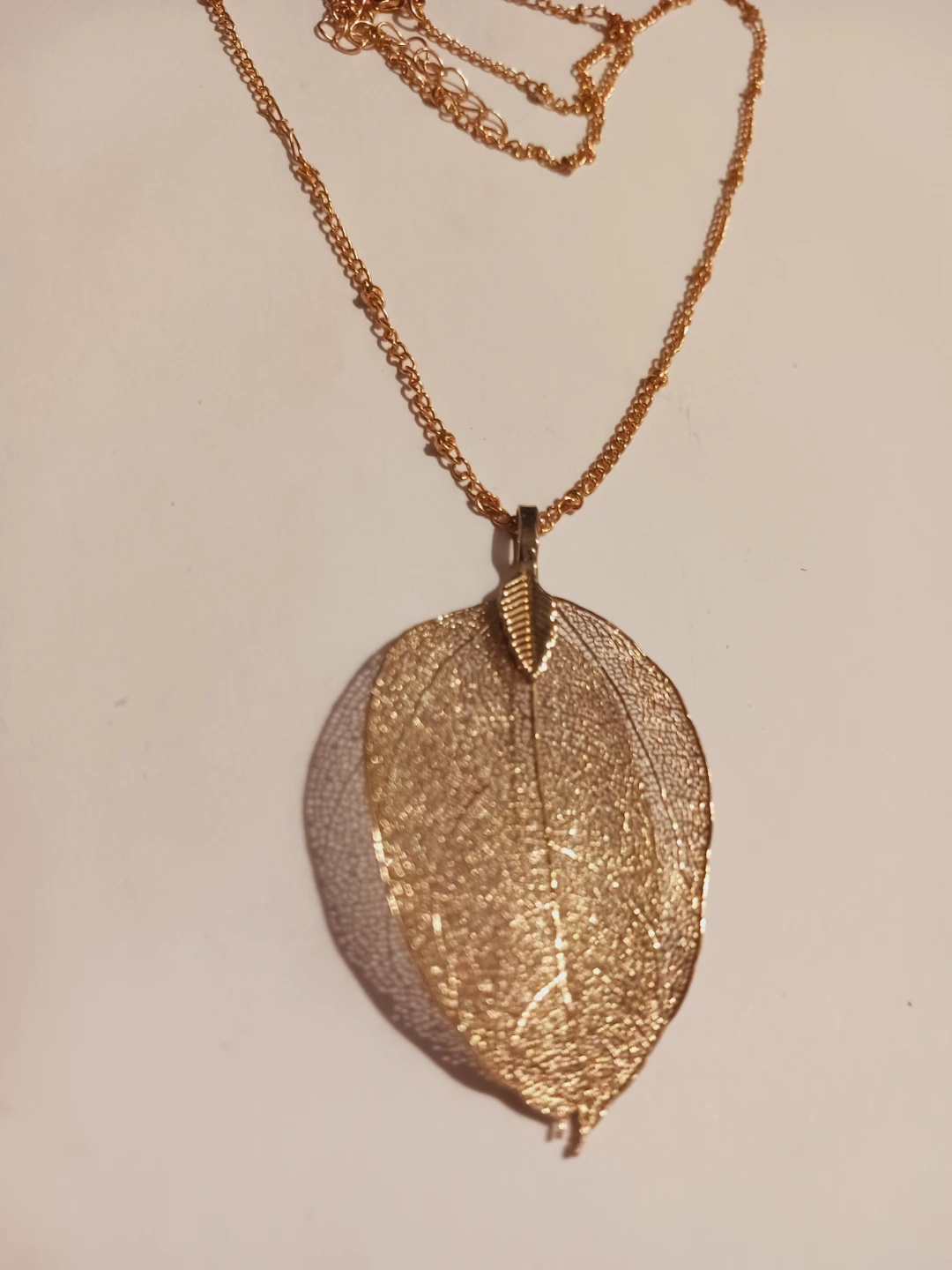 Gold Tone Leaf Pendant with Necklace - photo 2