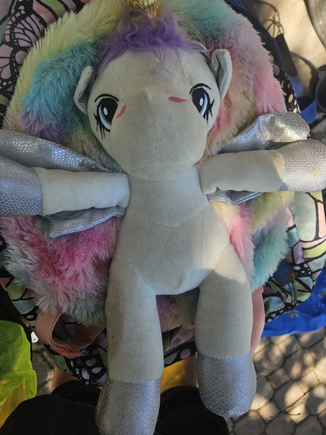 Plush Unicorn Rainbow Backpack