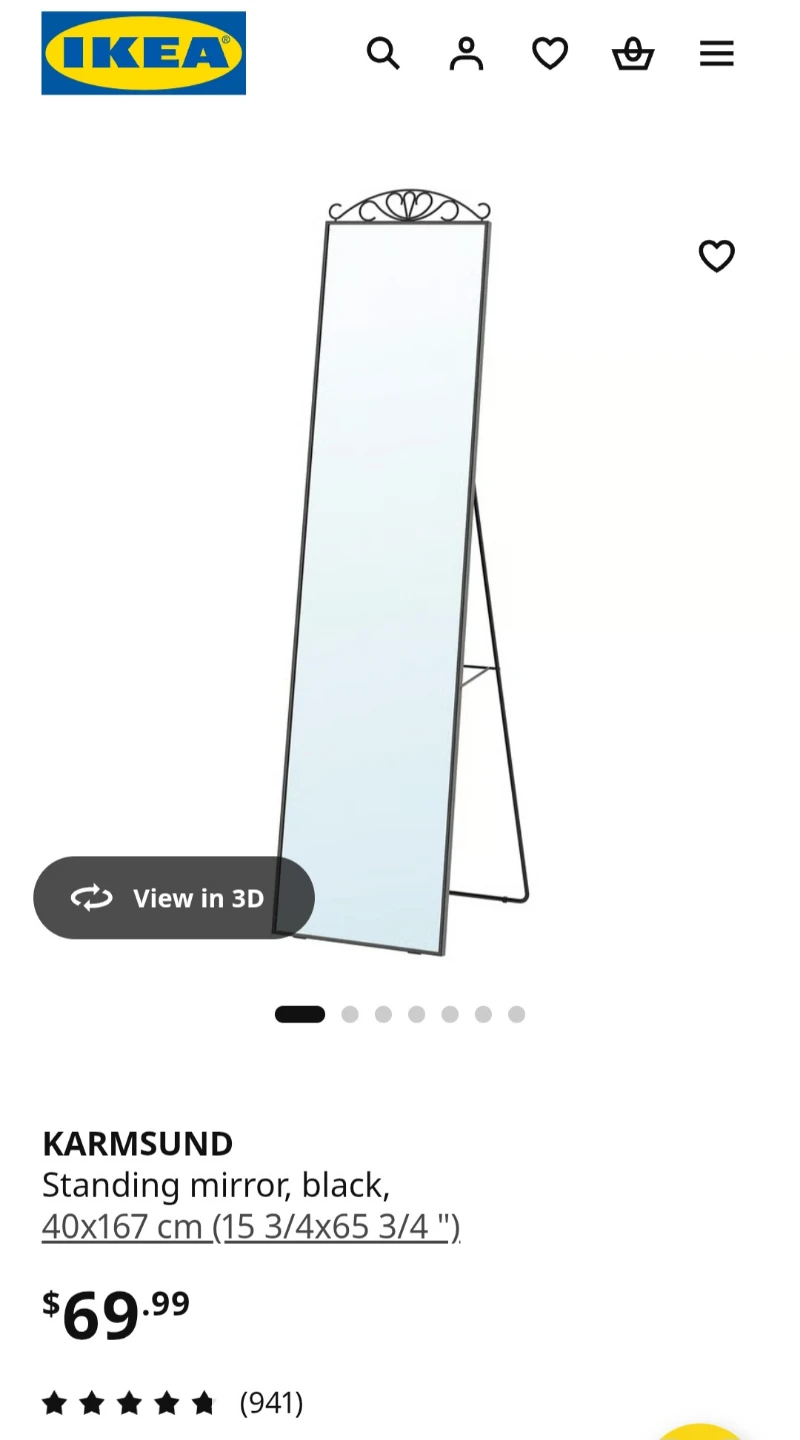 IKEA KARMSUND Standing Mirror Black 40x167 cm - photo 2