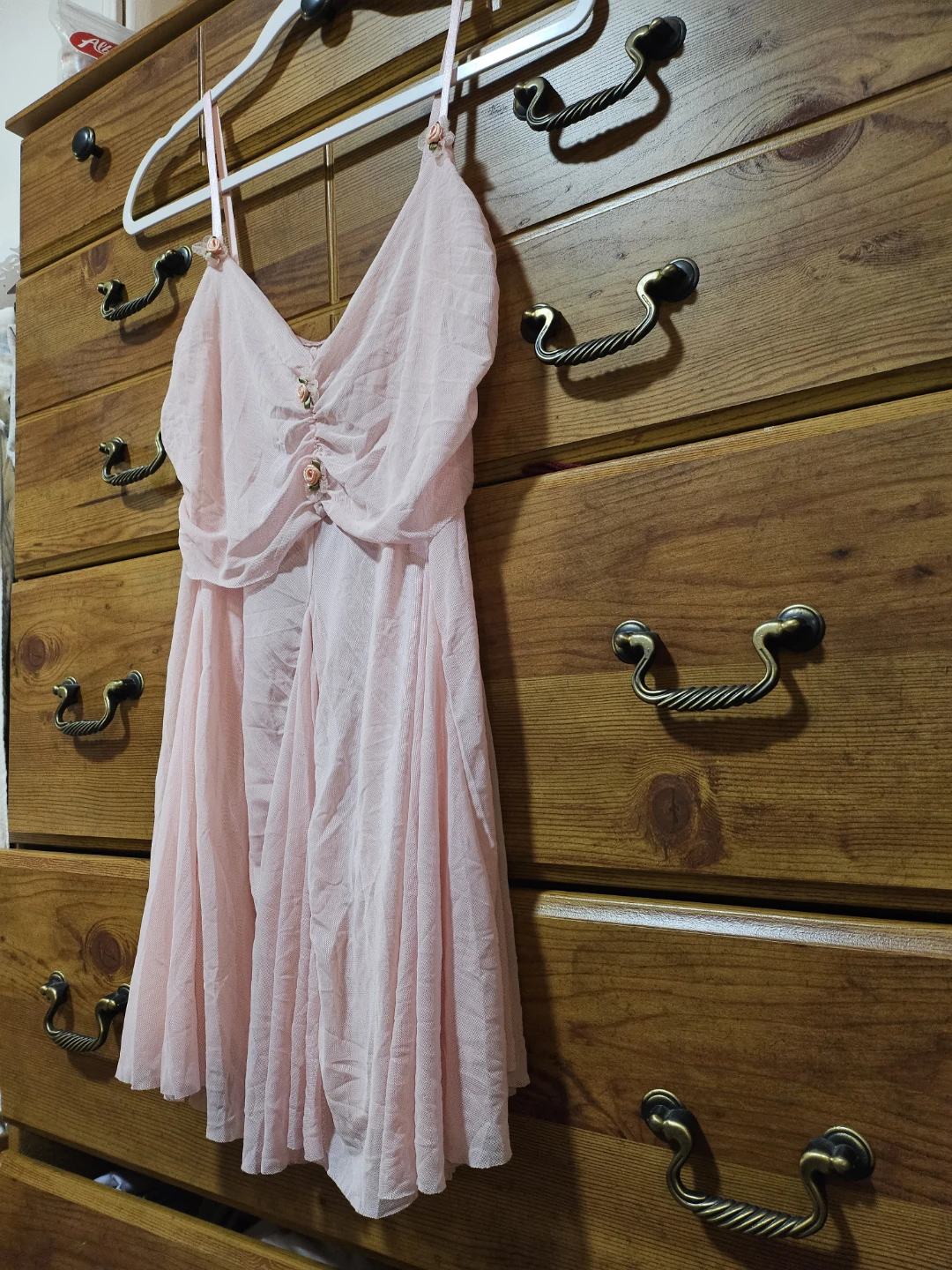 Pink Mesh Babydoll with Rose Embellishments - photo 2