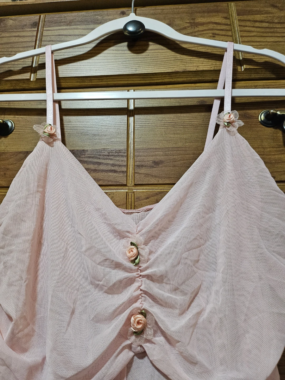 Pink Mesh Babydoll with Rose Embellishments - photo 4