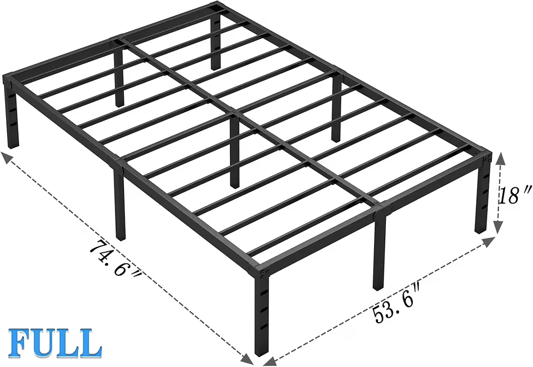 Full Size Metal Bed Frame Platform with 18" Height