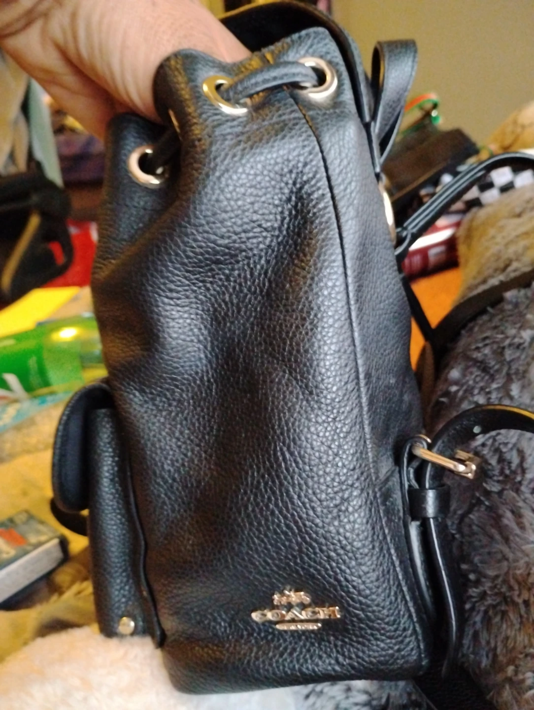 Coach Black Pebbled Leather Backpack Purse - photo 4