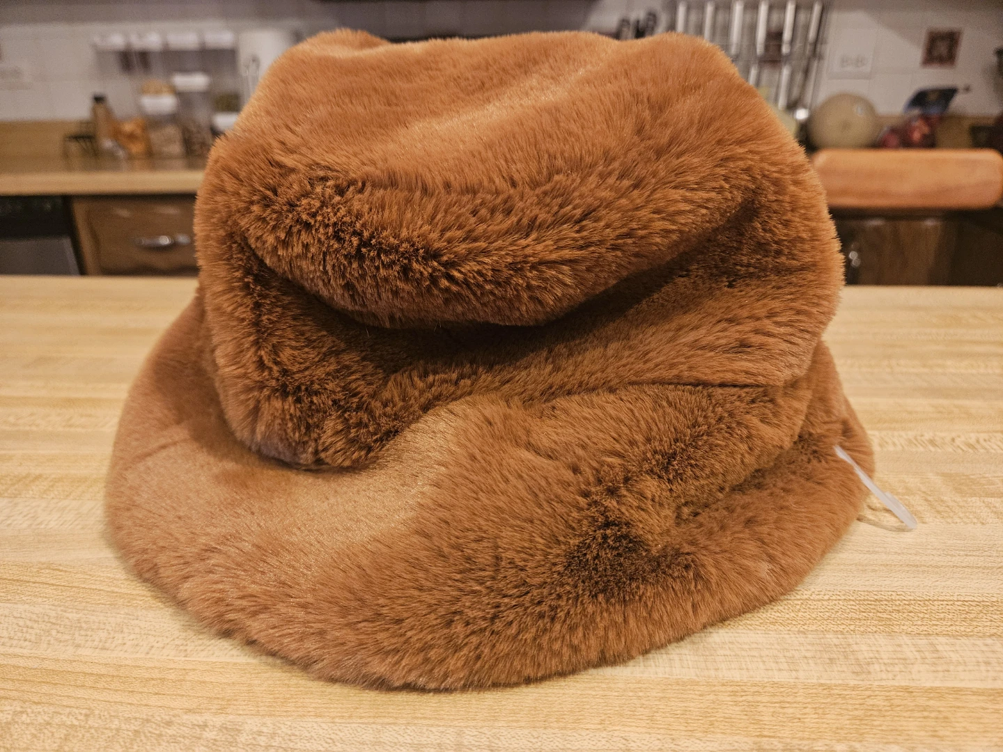 Brown Faux Fur Bucket Hat