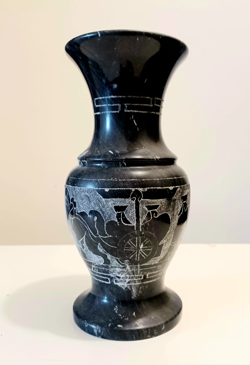 Vtg Hand Carved Polished Stone Vase