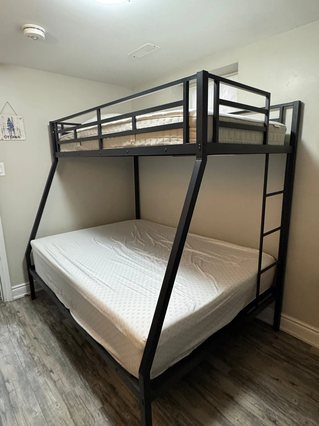Black Metal Bunk Bed with Mattresses