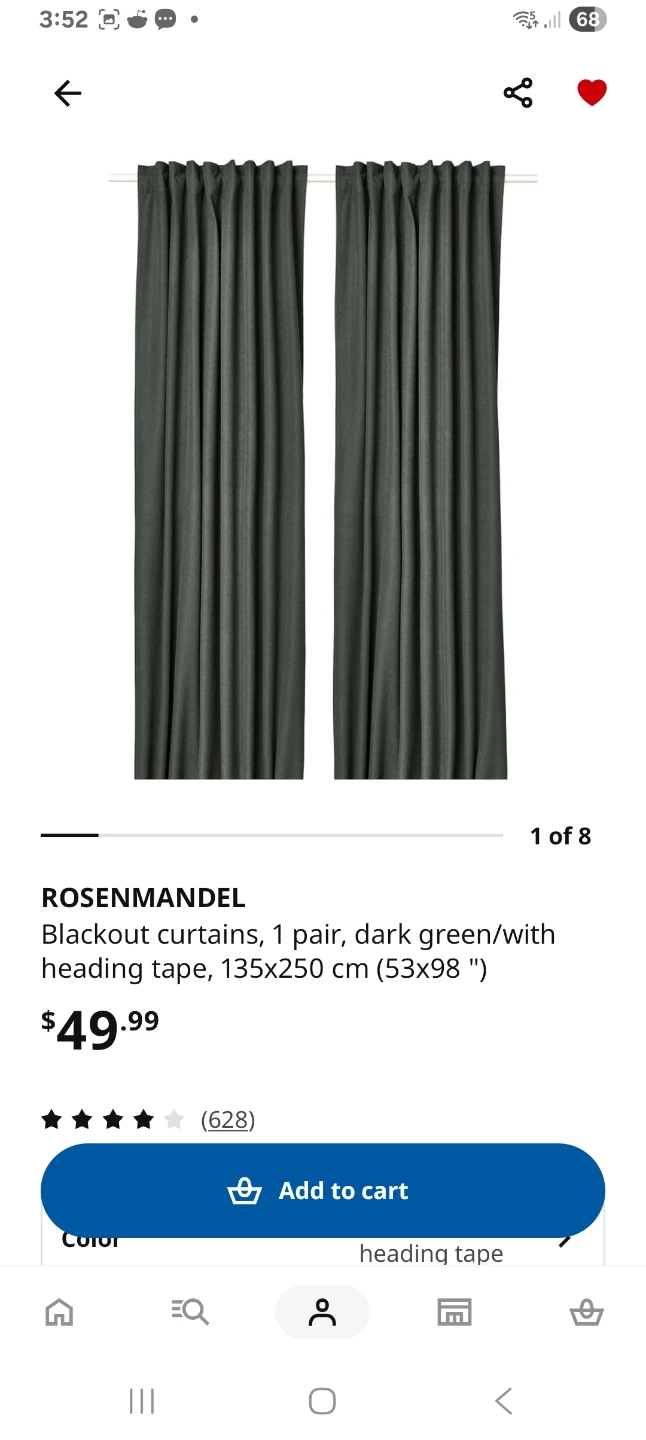 IKEA ROSENMANDEL Blackout Curtains - Dark Green 135x250 cm - photo 5