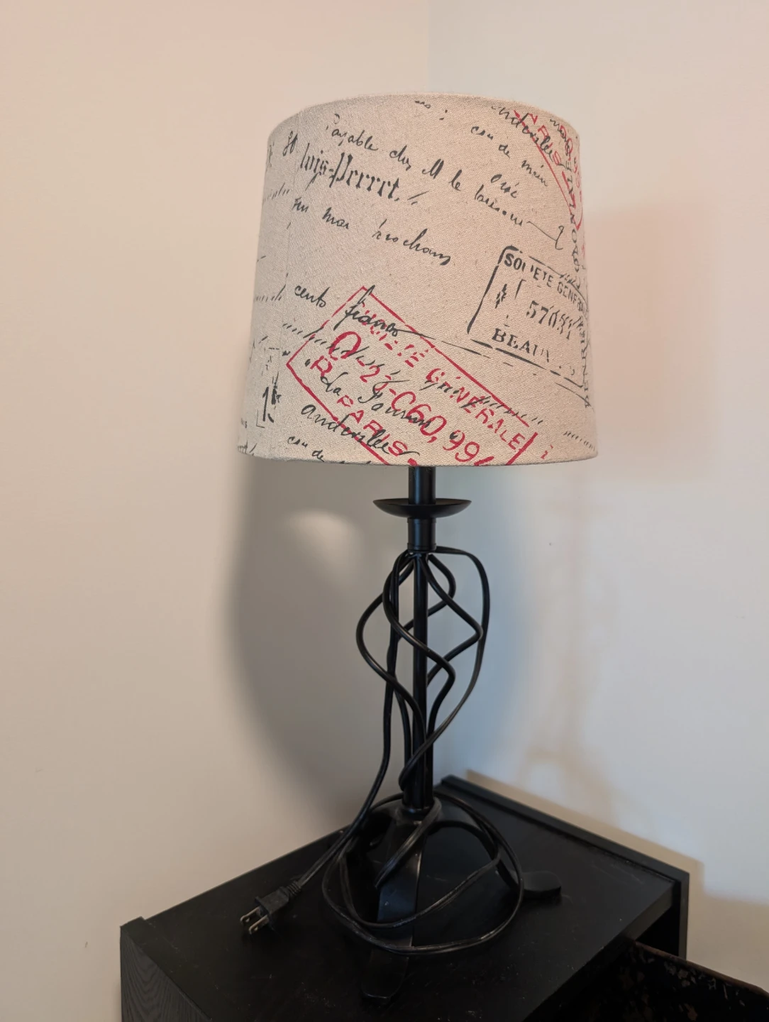 Table Lamp with Vintage Postage Stamp Shade