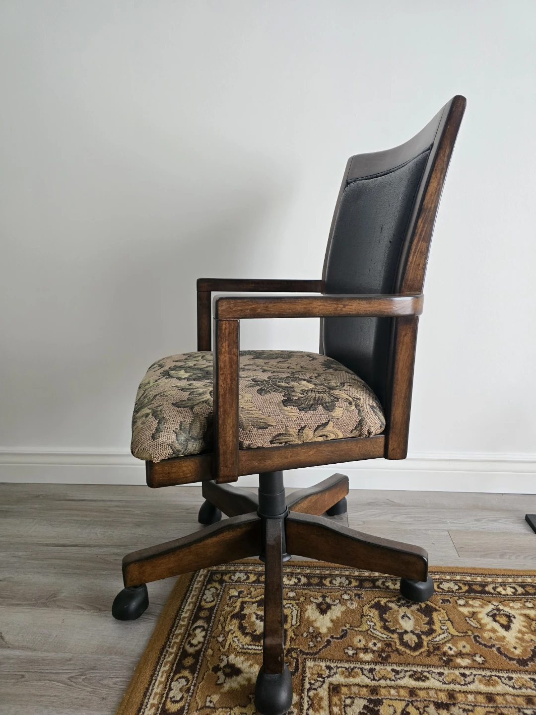 Office Chair with Wood Frame and Floral Upholstery - photo 2