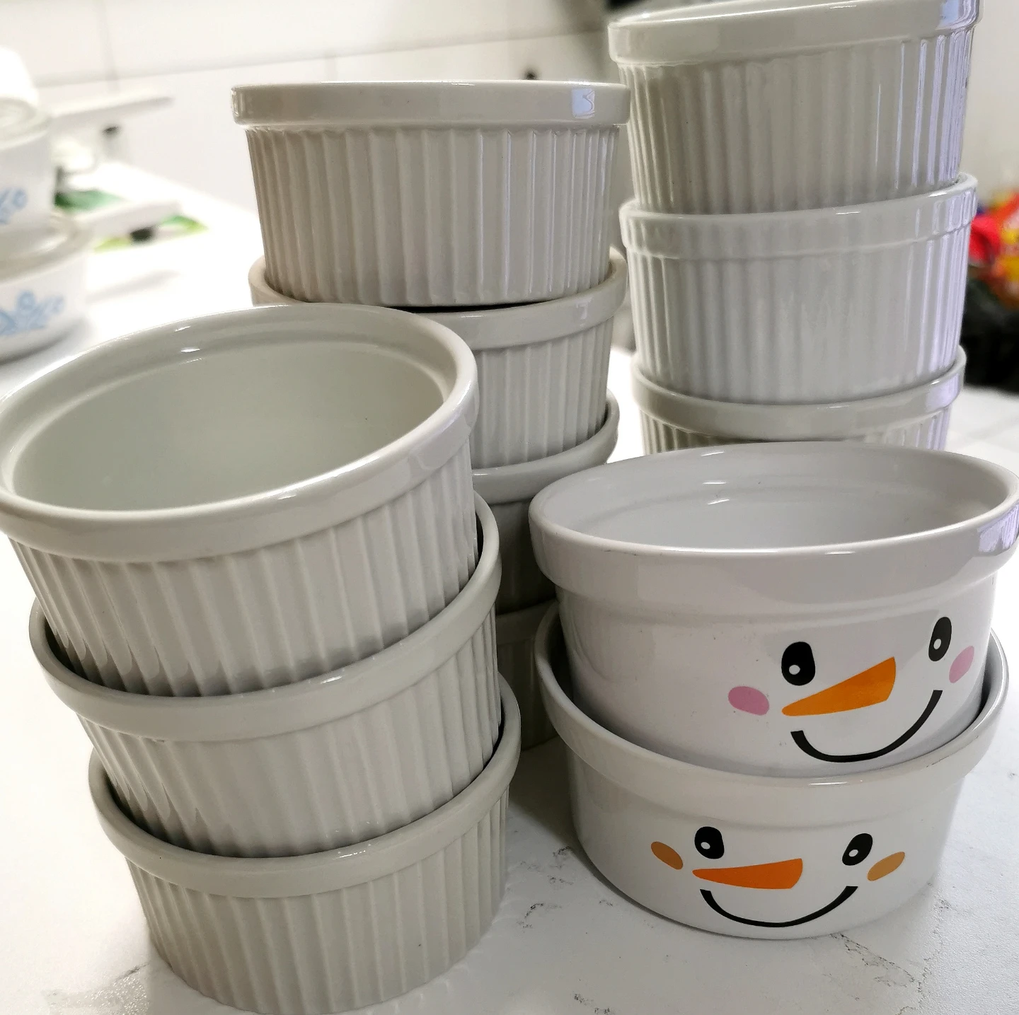 Ramekins Set with Snowman Design