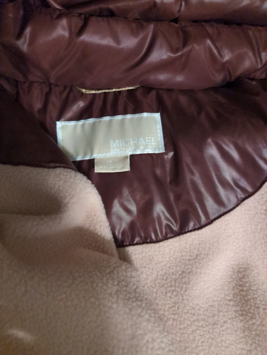 Michael Michael Kors Puffer Jacket with Fur Trim Hood Burgundy - photo 3