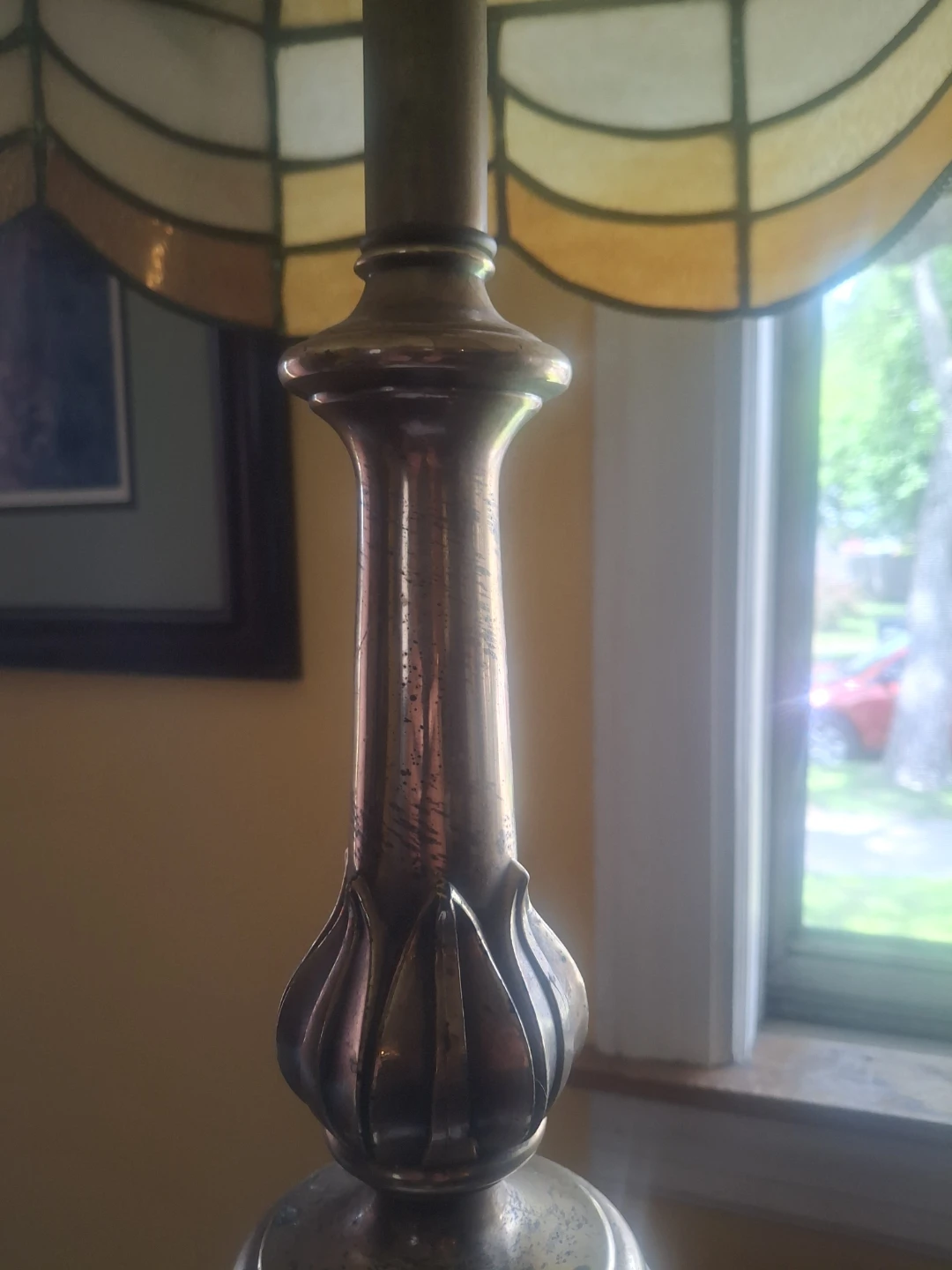 Vintage Stained Glass brass ////Table Lamp! Absolutely beautiful - photo 2