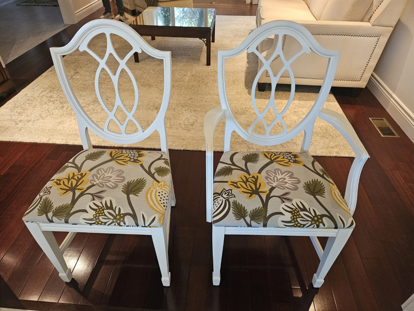 Set of 6 Dining Chairs - 2 Armchairs & 4 Side Chairs