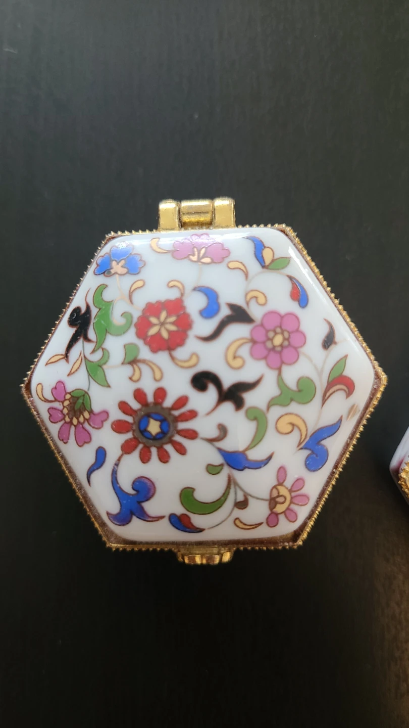 New Set of 2 Vintage Hexagonal Trinket Boxes - photo 3