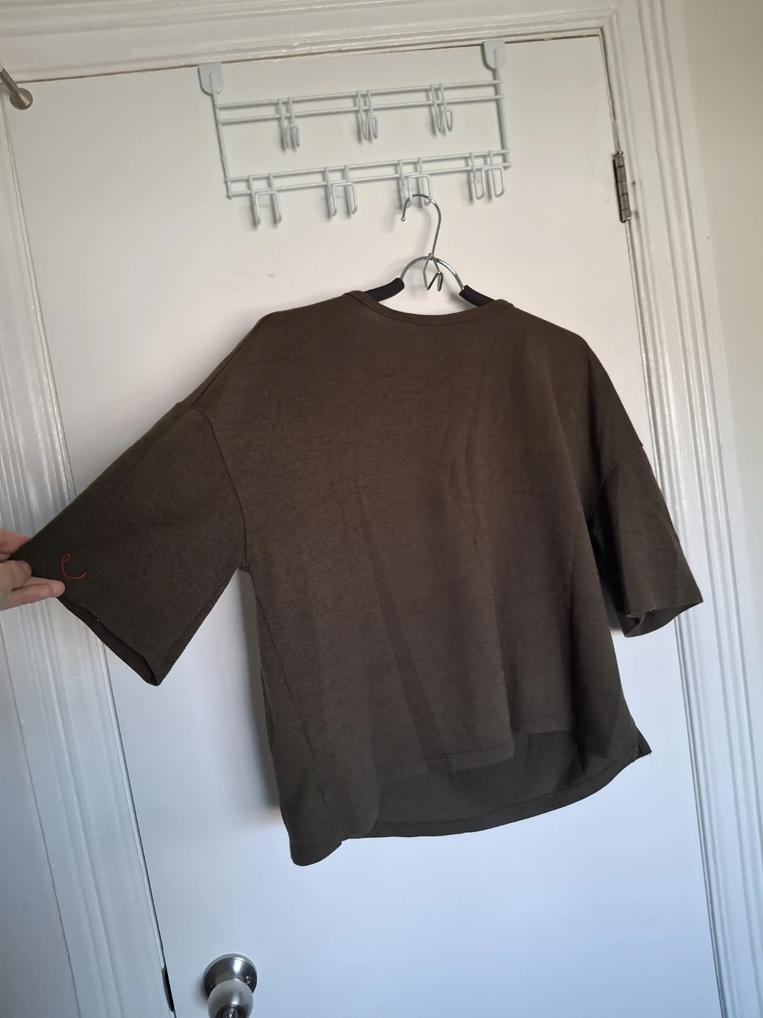Olive Green V-Neck Cutout Top