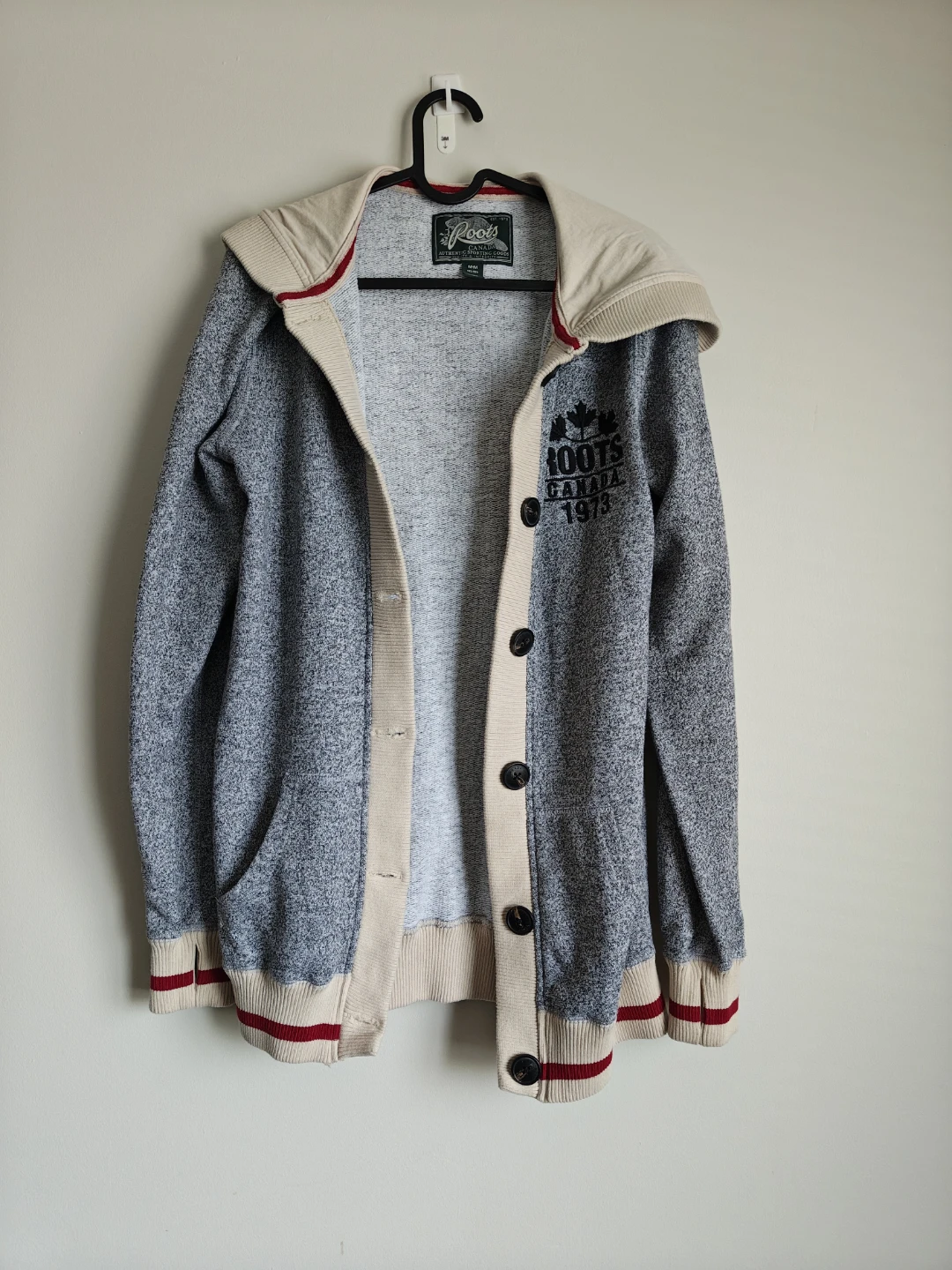 Roots Canada Hooded Cardigan - Grey Heather - Size M - photo 3