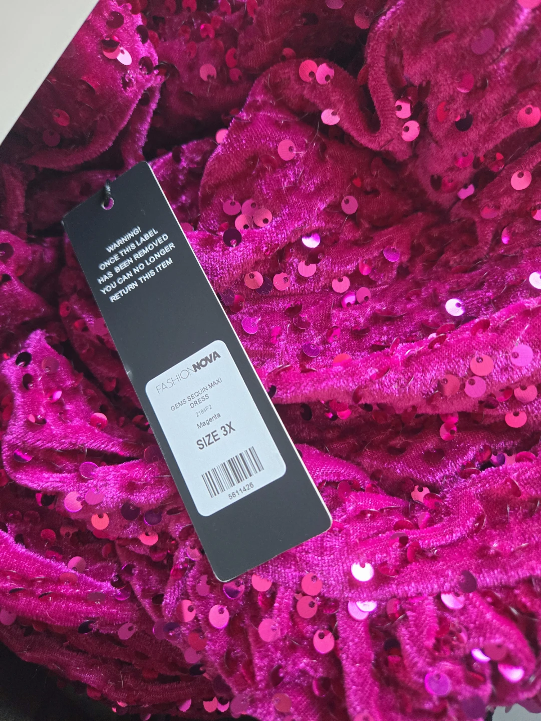 Fashion Nova Gems Sequin Maxi Formal Dress - Magenta - Size 3X - photo 5