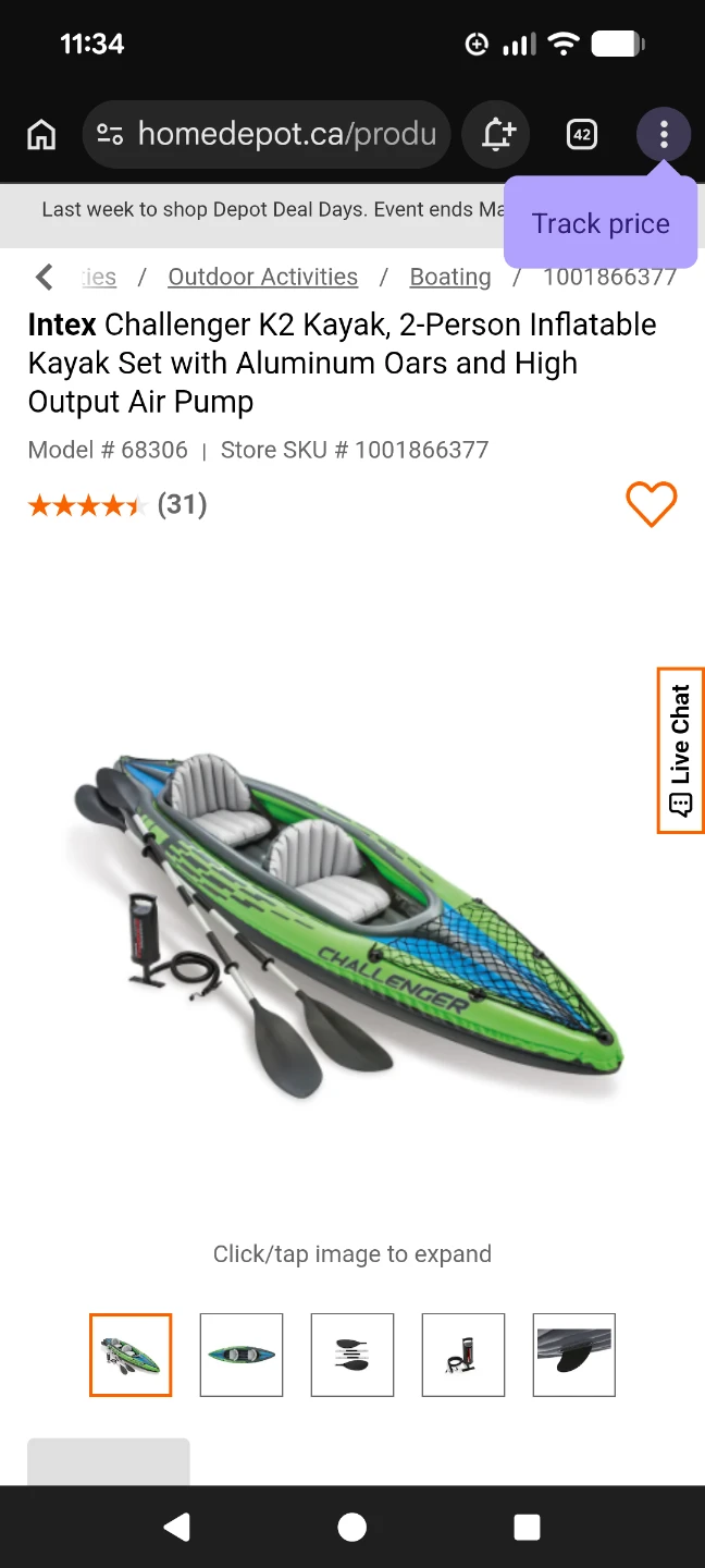 Intex Challenger K2 Kayak, 2-Person Inflatable Kayak Set