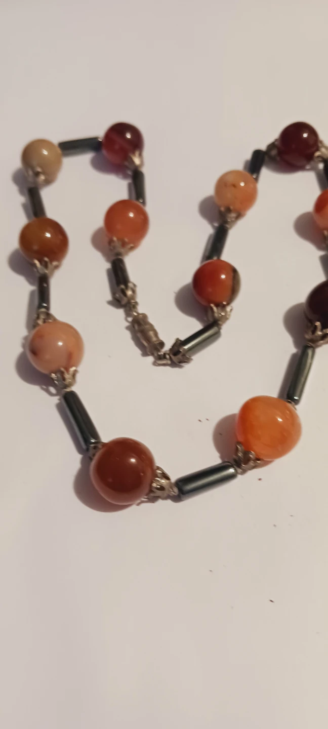 Carnelian,  Agate & Hematite Beaded Necklace - photo 2