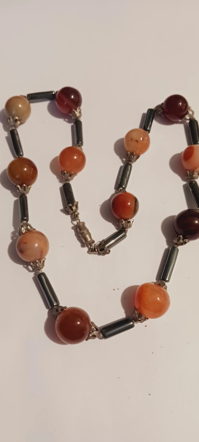 Carnelian,  Agate & Hematite Beaded Necklace - photo 4