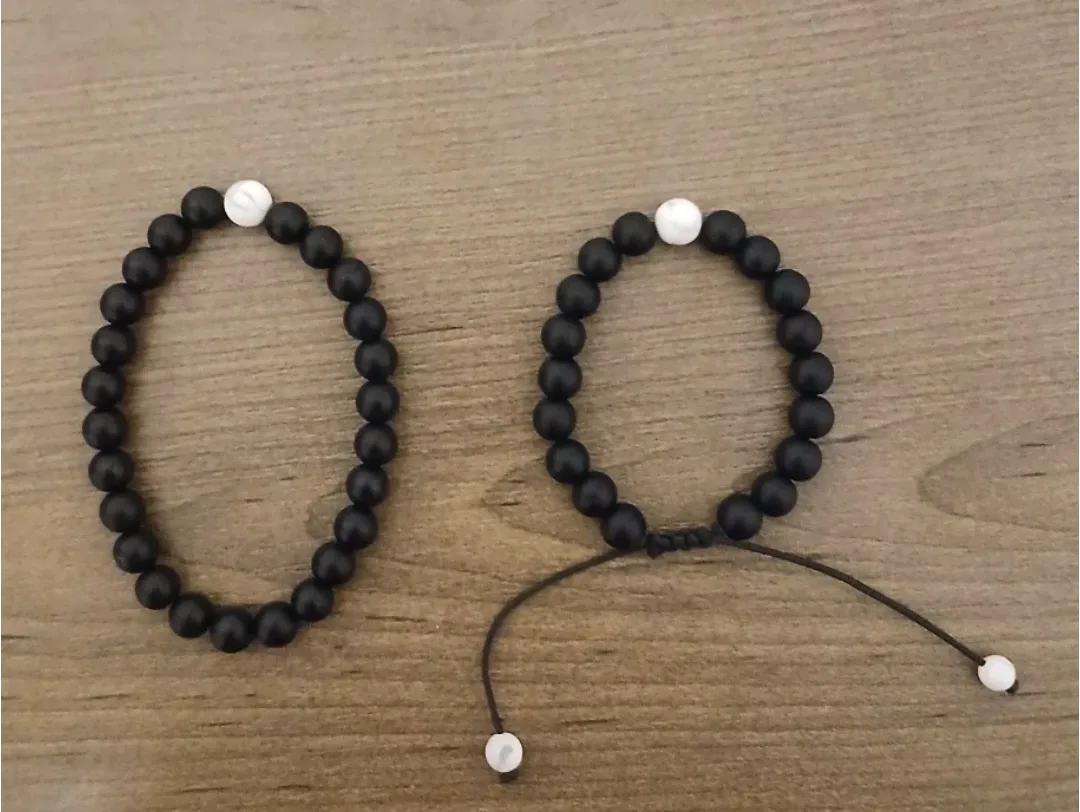 Black Beaded Bracelets with White Accent Beads - photo 2