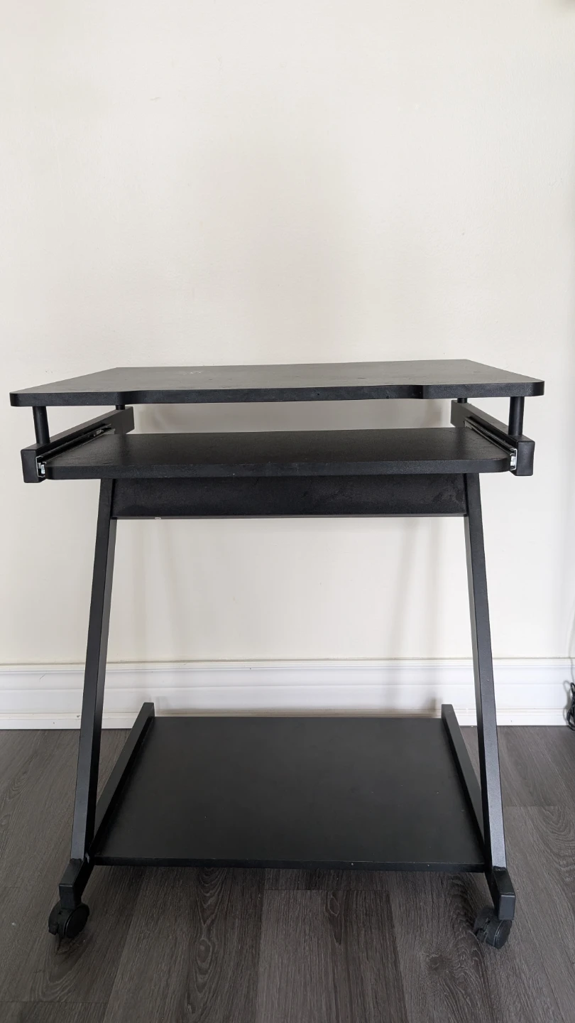 Black Rolling Computer Desk with Keyboard Tray - photo 2