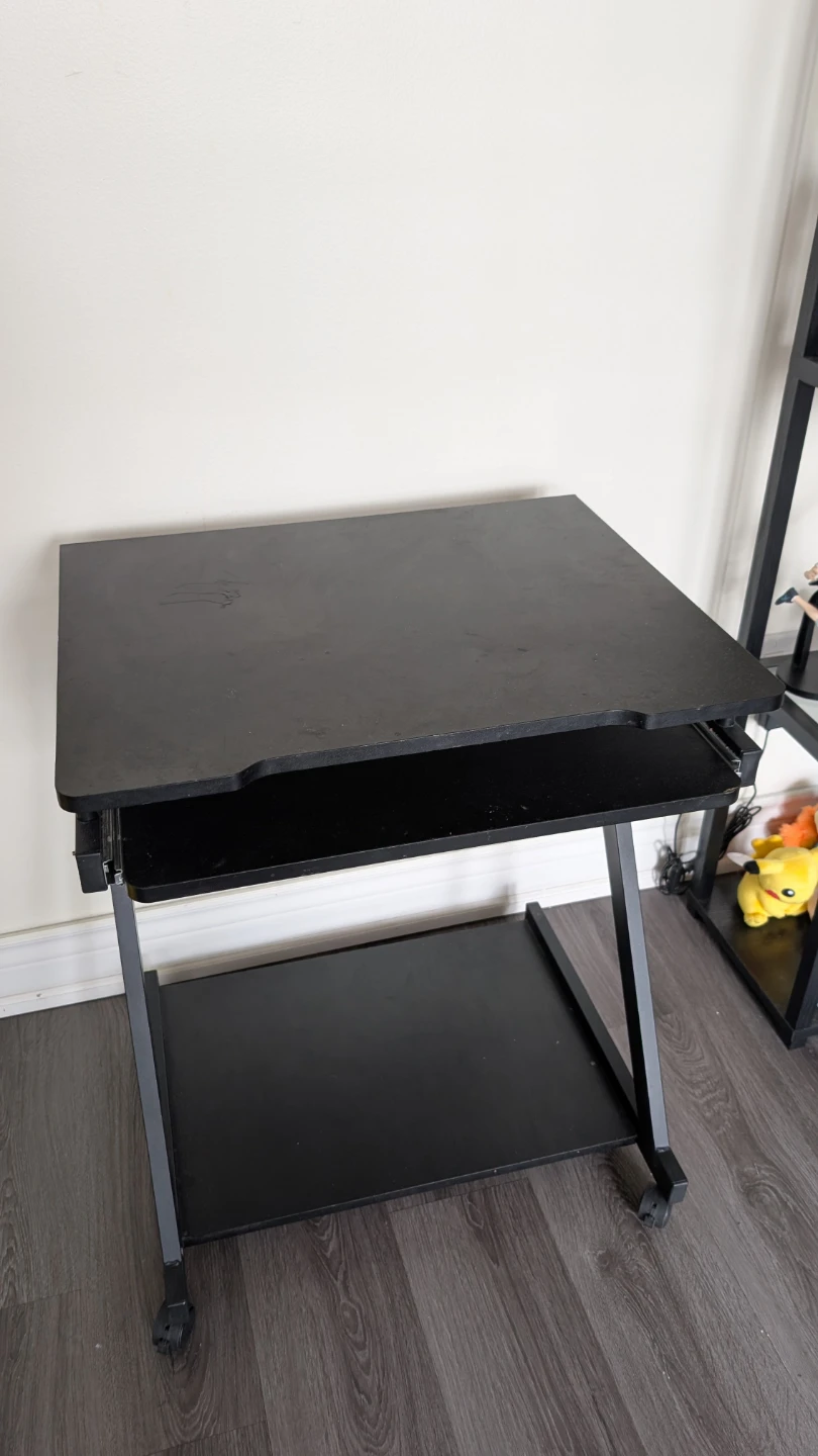 Black Rolling Computer Desk with Keyboard Tray - photo 3