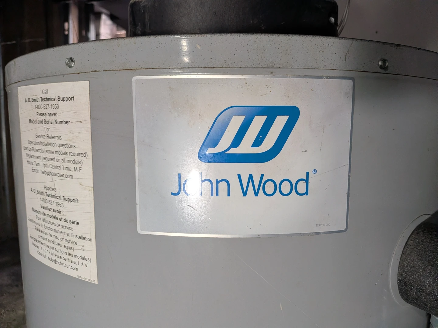 John wood heater and  stainless hood