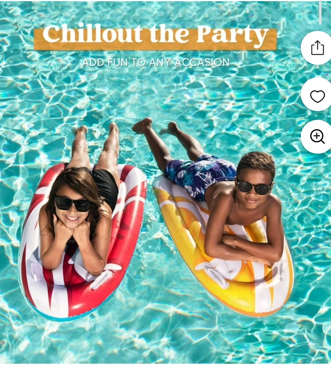 Inflatable Pool Floats - Red & Yellow Swirl Design