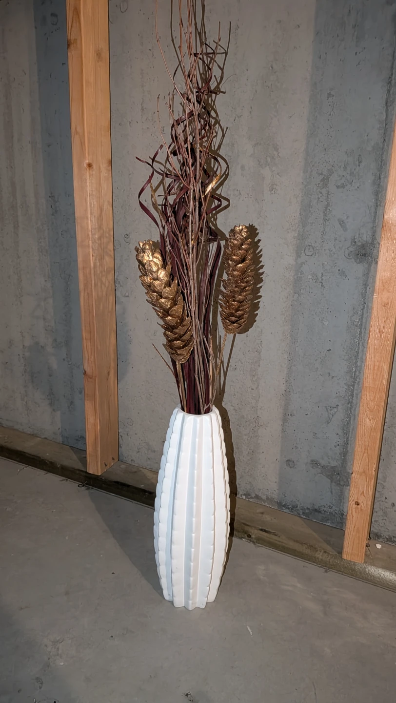 White Textured Vase with Dried Floral Arrangement - photo 2