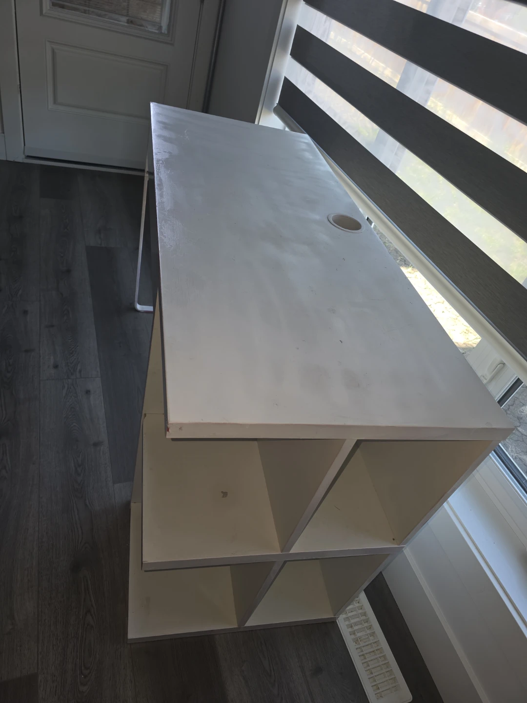 Used White Desk with Drawer and Shelving - photo 5