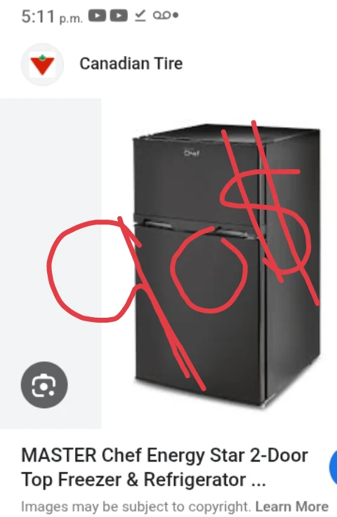 Master chef mini bar fridge and freezer