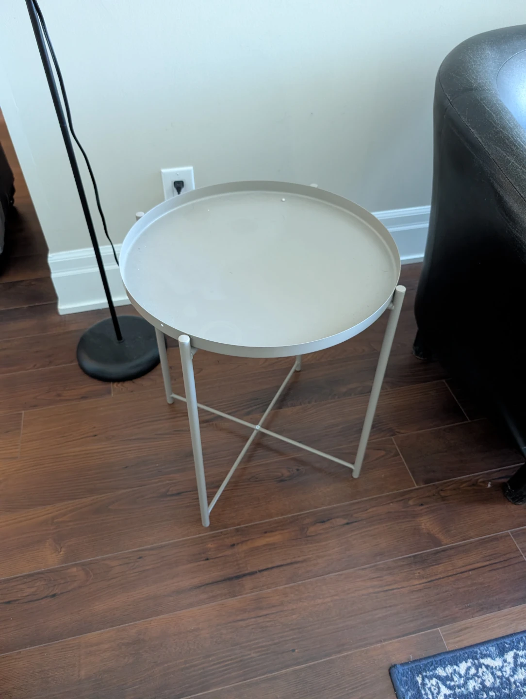 Round metal side table