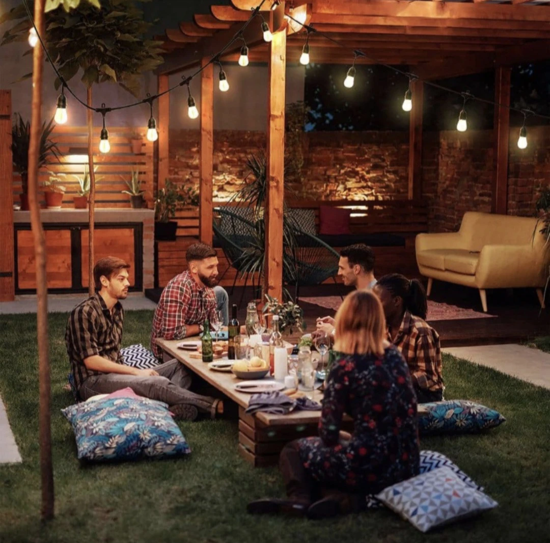 Outdoor String Lights - Edison Style led Bulbs 48ft long - photo 2
