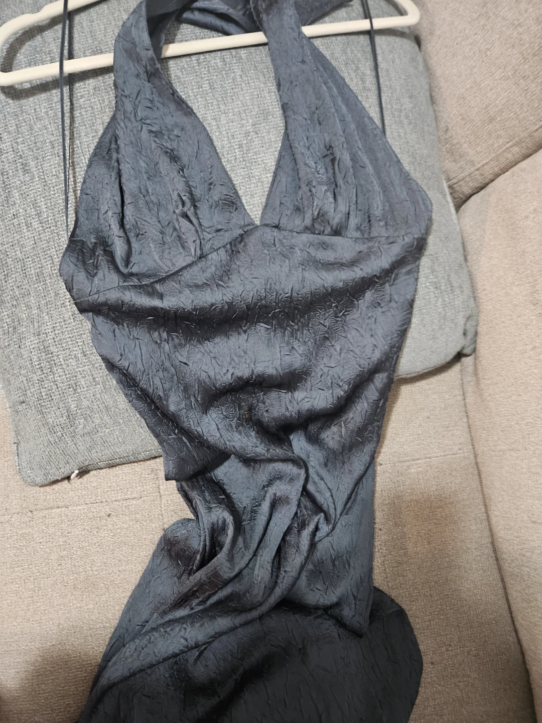 Zara Halter Neck Dress - Size XS - Grey