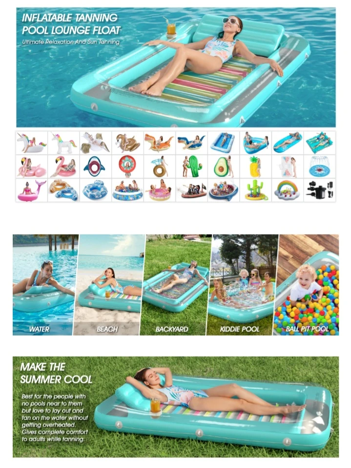 NEW!   Jasonwell Inflatable Tanning Pool Lounger Float