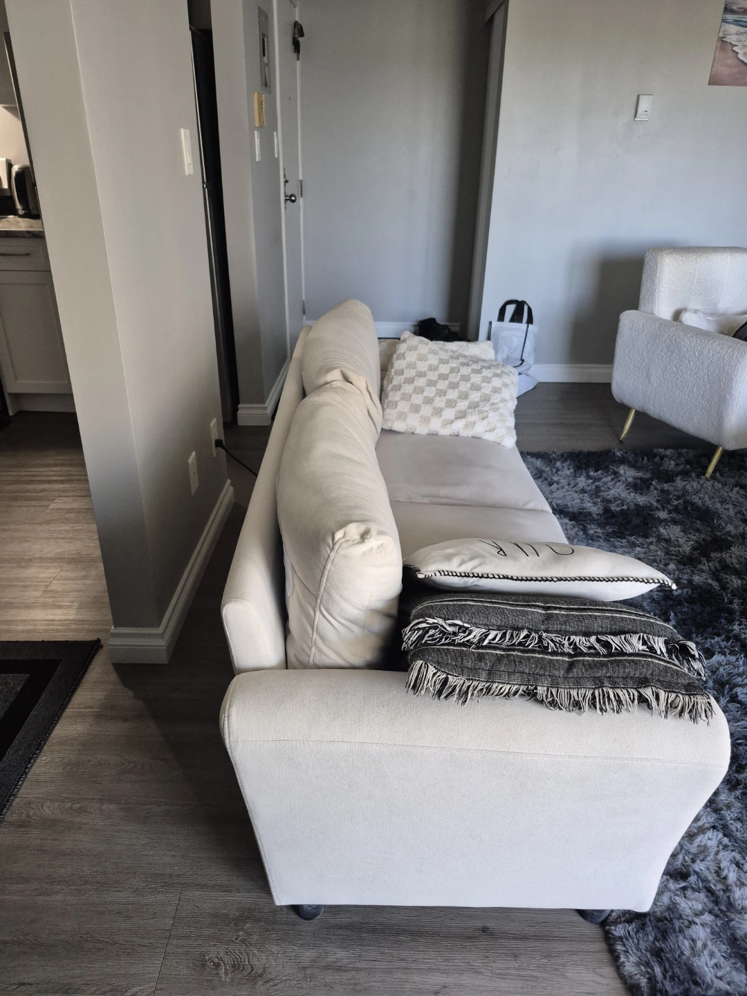 Used Cream Sofa with Pillows - photo 5