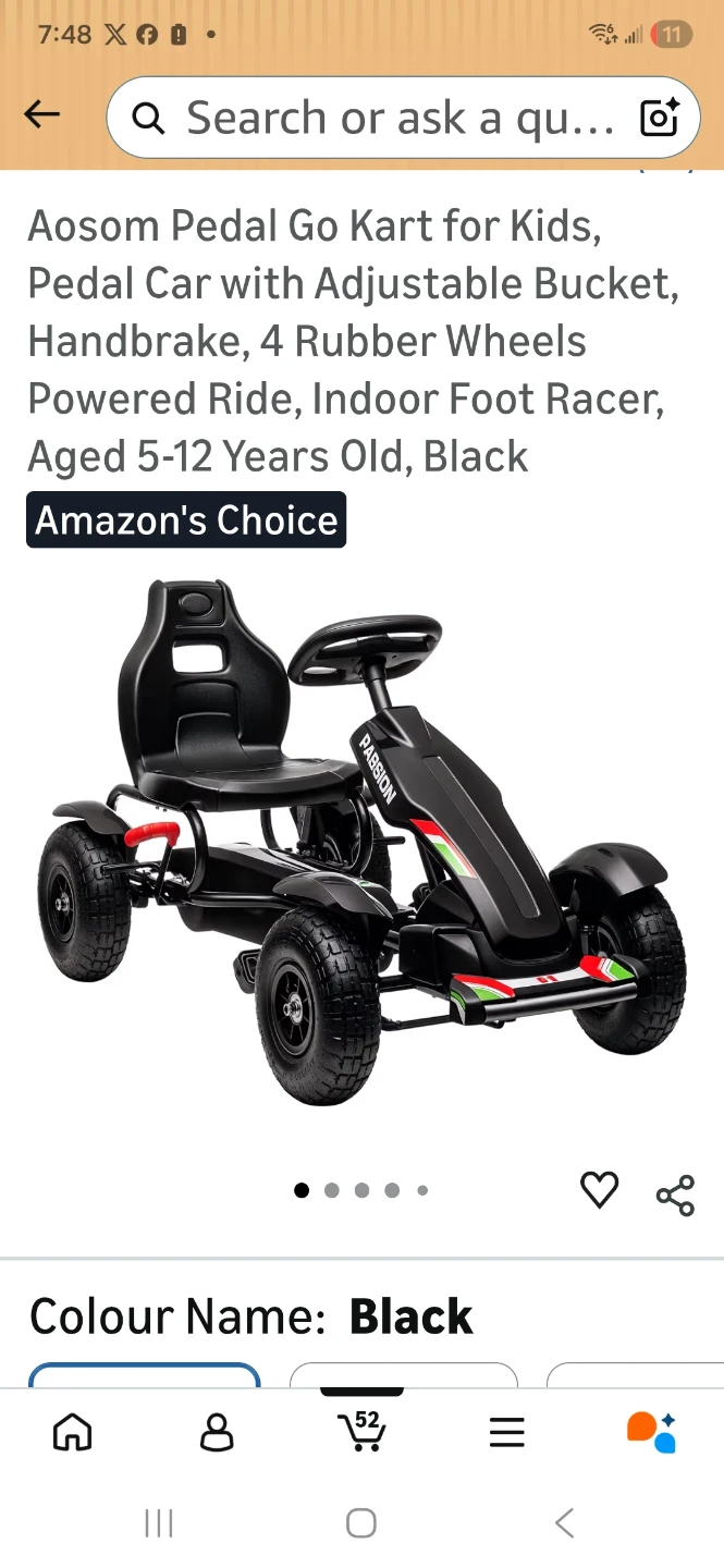 Aosom Pedal Go Kart for Kids, Black