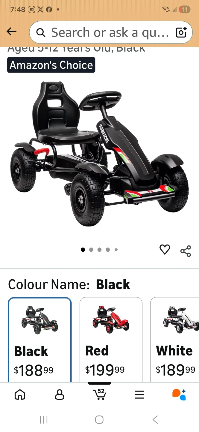 Aosom Pedal Go Kart for Kids, Black - photo 3