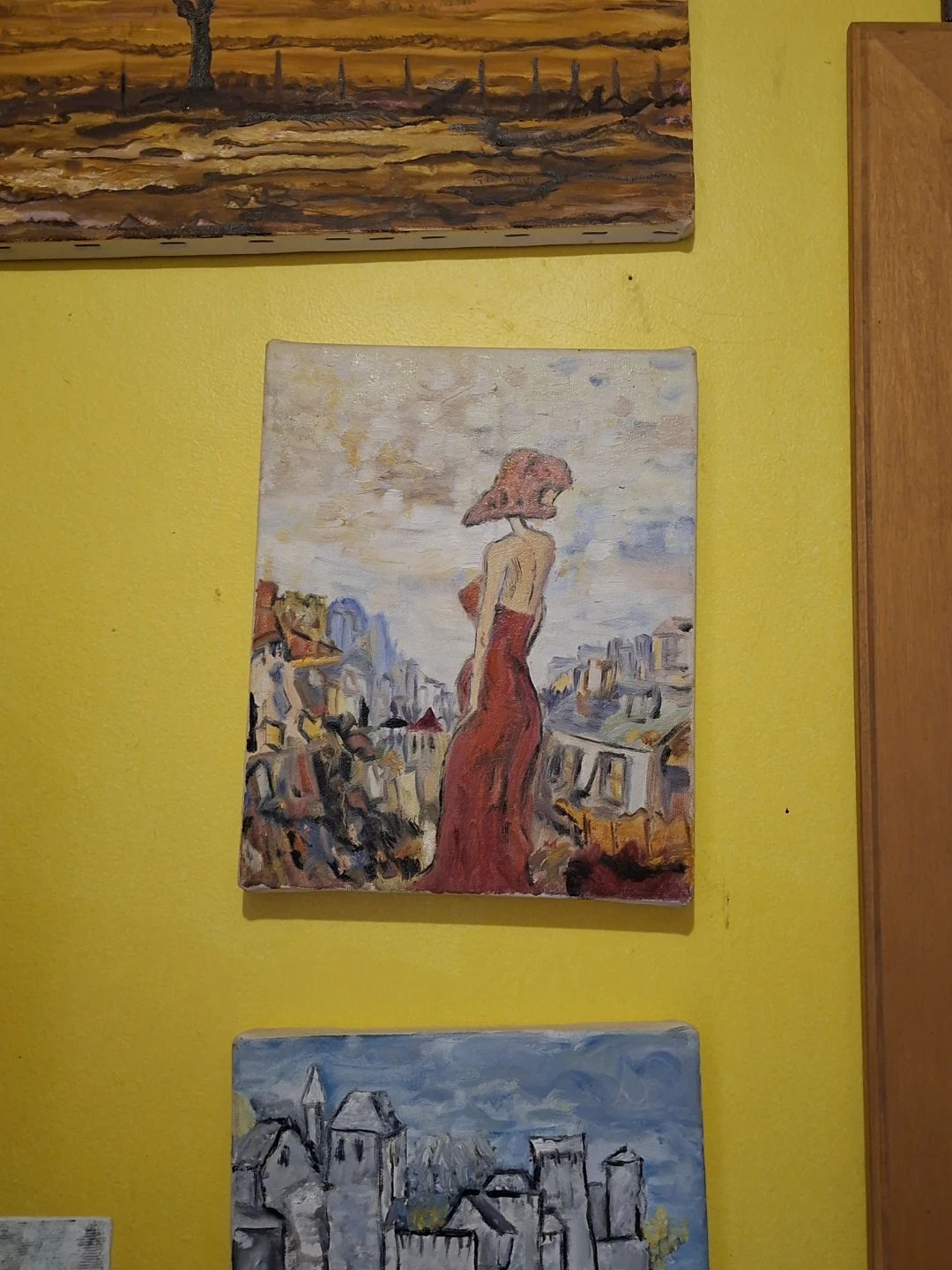 Oil Painting of Woman in Red Dress