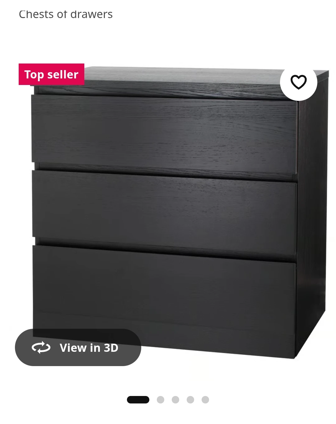 3-Drawer Chest of Drawers - Dark Brown - photo 2