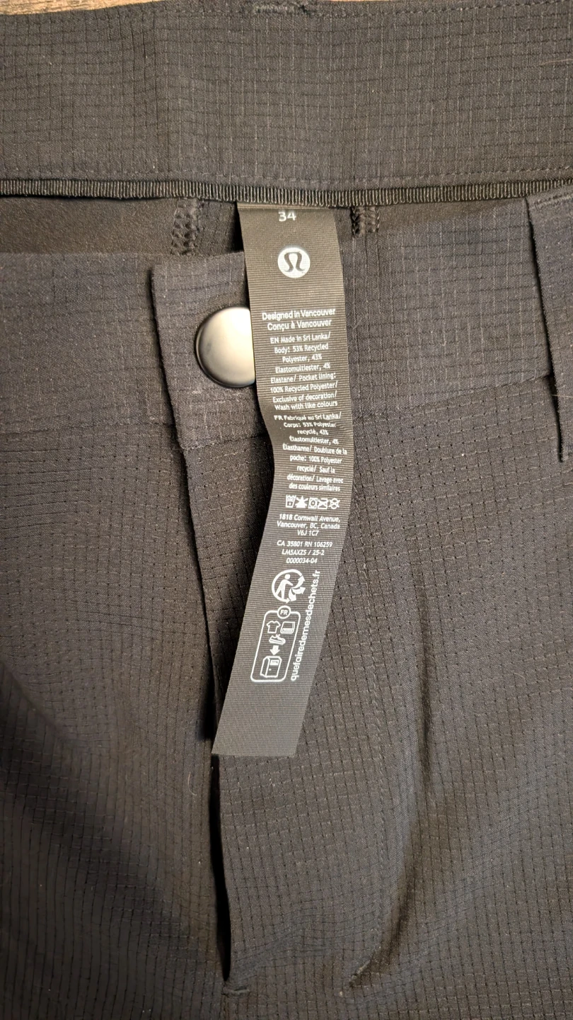 Lululemon Athletica Male 34L Black WovenAir ABC Slim Fit Trouser - photo 3