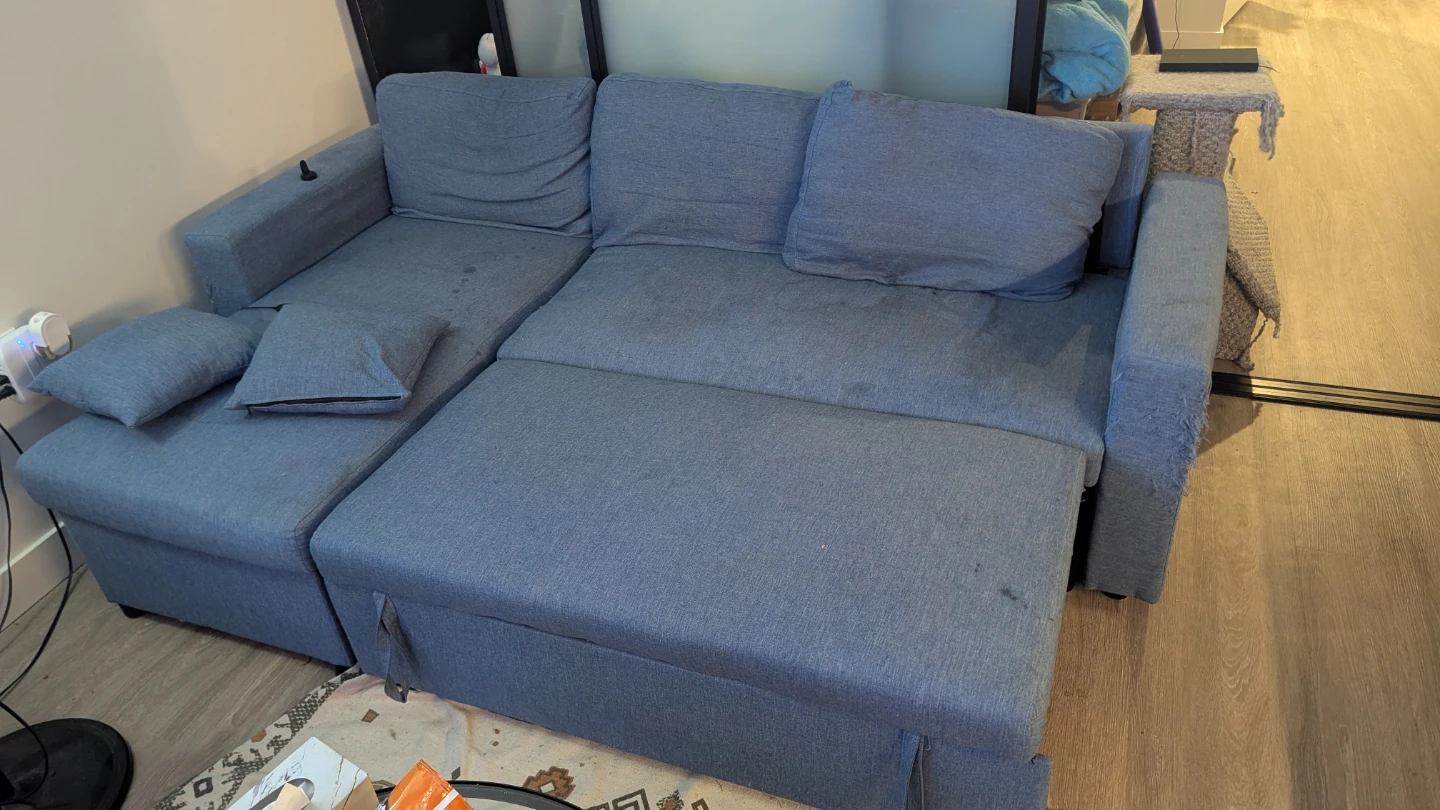 Blue Sectional Sofa Bed with Storage - photo 2