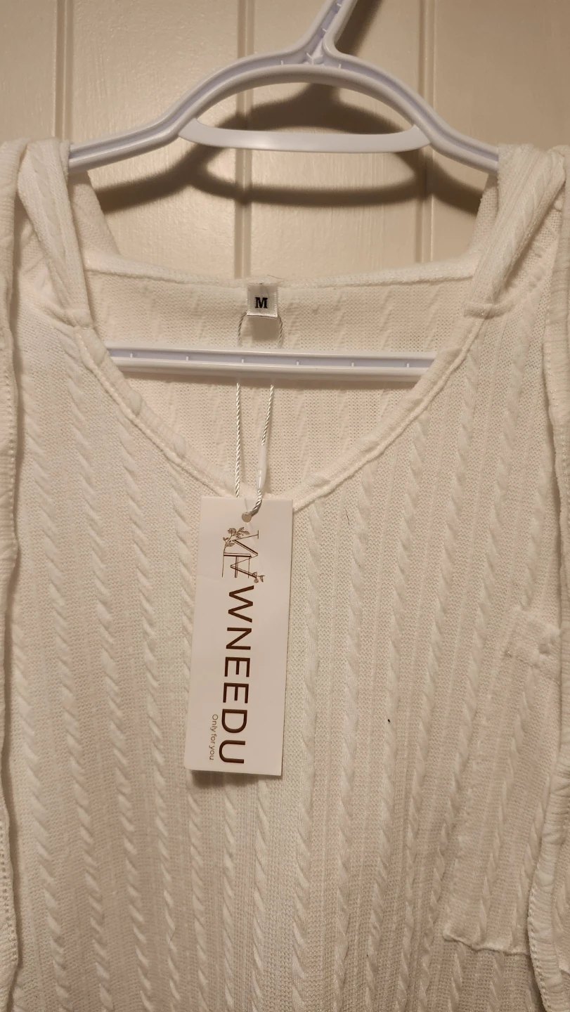 WNEEDU Women's White Hooded Sweater Size M - photo 2