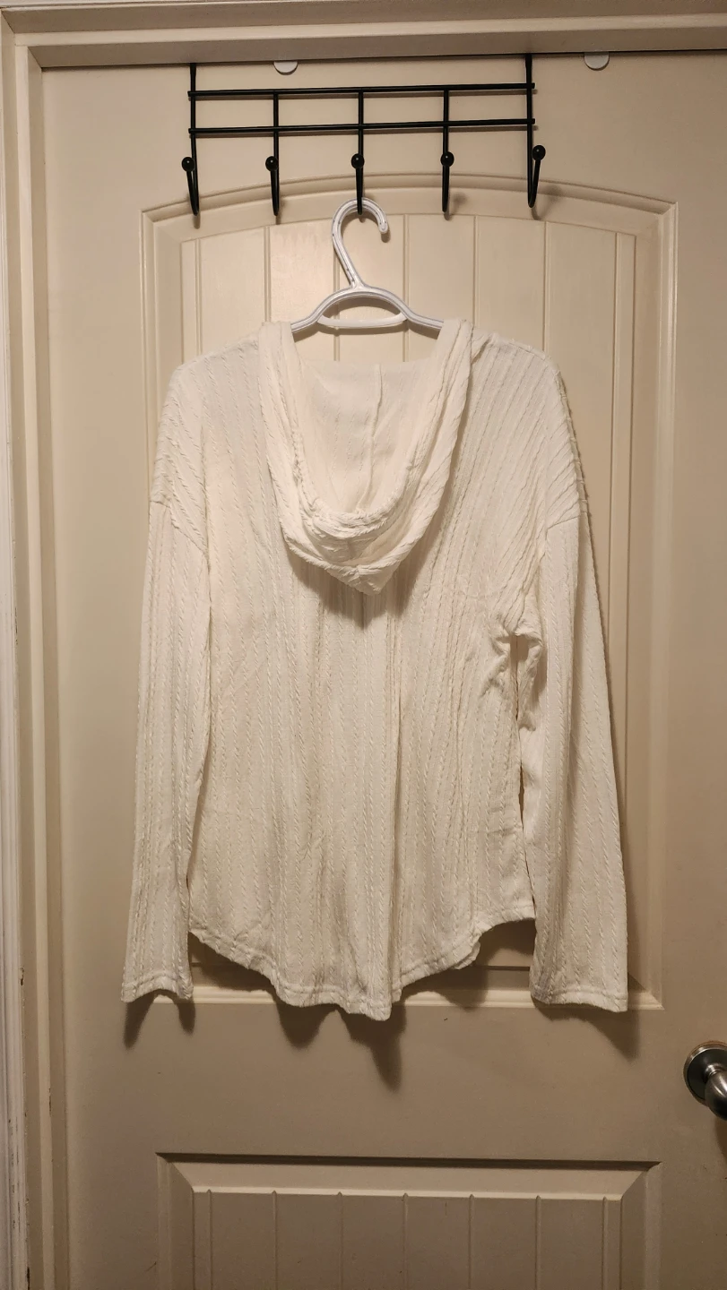 WNEEDU Women's White Hooded Sweater Size M - photo 3