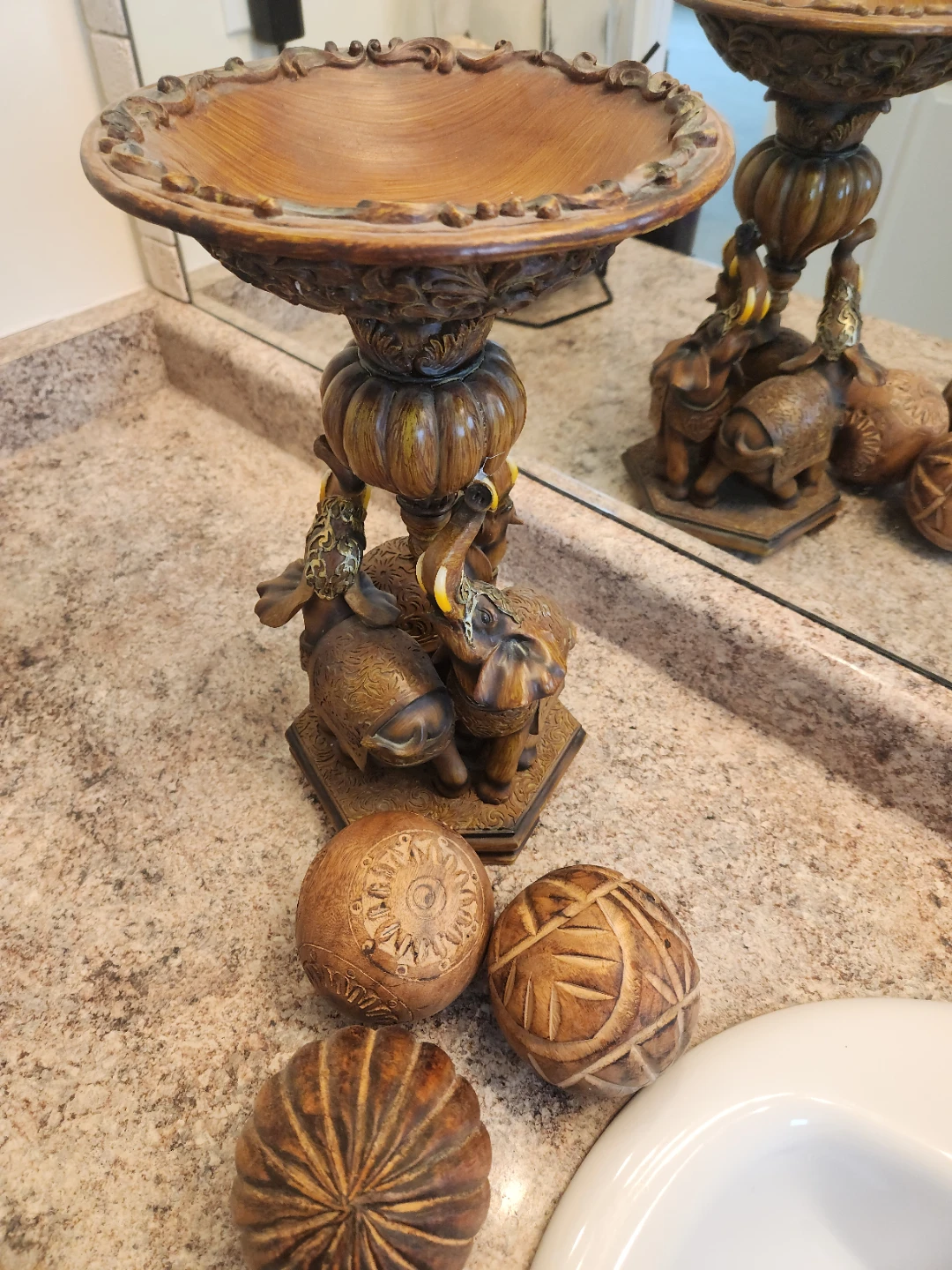 Decorative Elephant Stand with Carved Orbs - photo 5