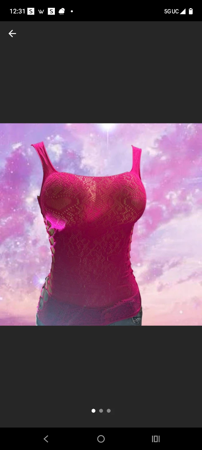 Pink Fishnet Lace Up Tank Top