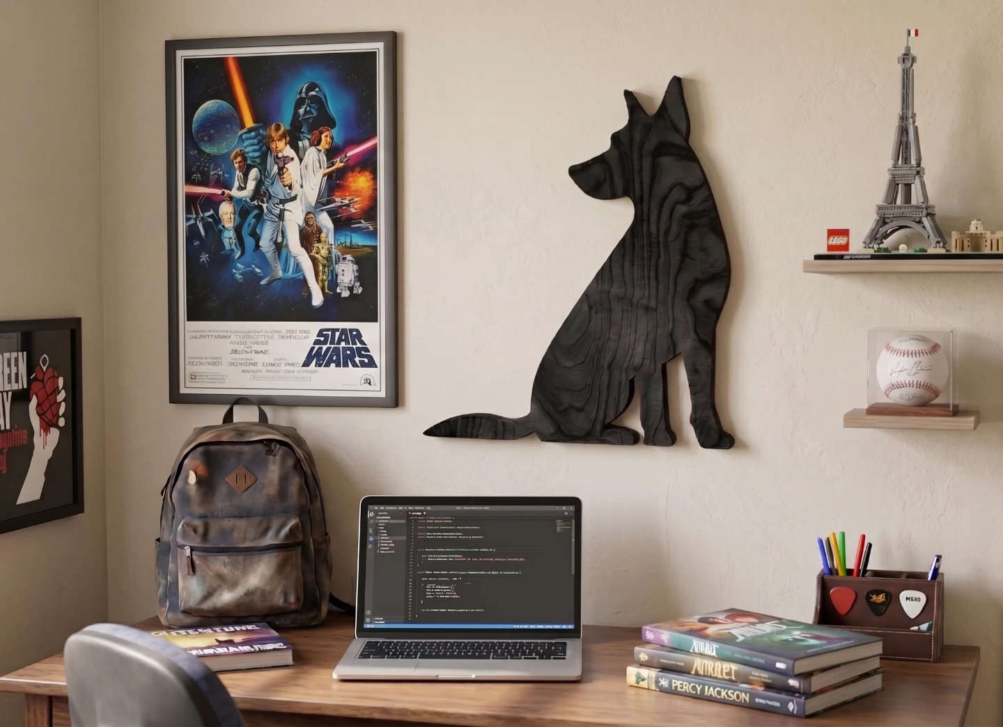 Black Wooden Sitting Dog Wall Decor - photo 2