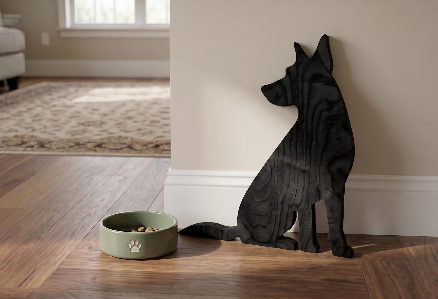 Black Wooden Sitting Dog Wall Decor - photo 3