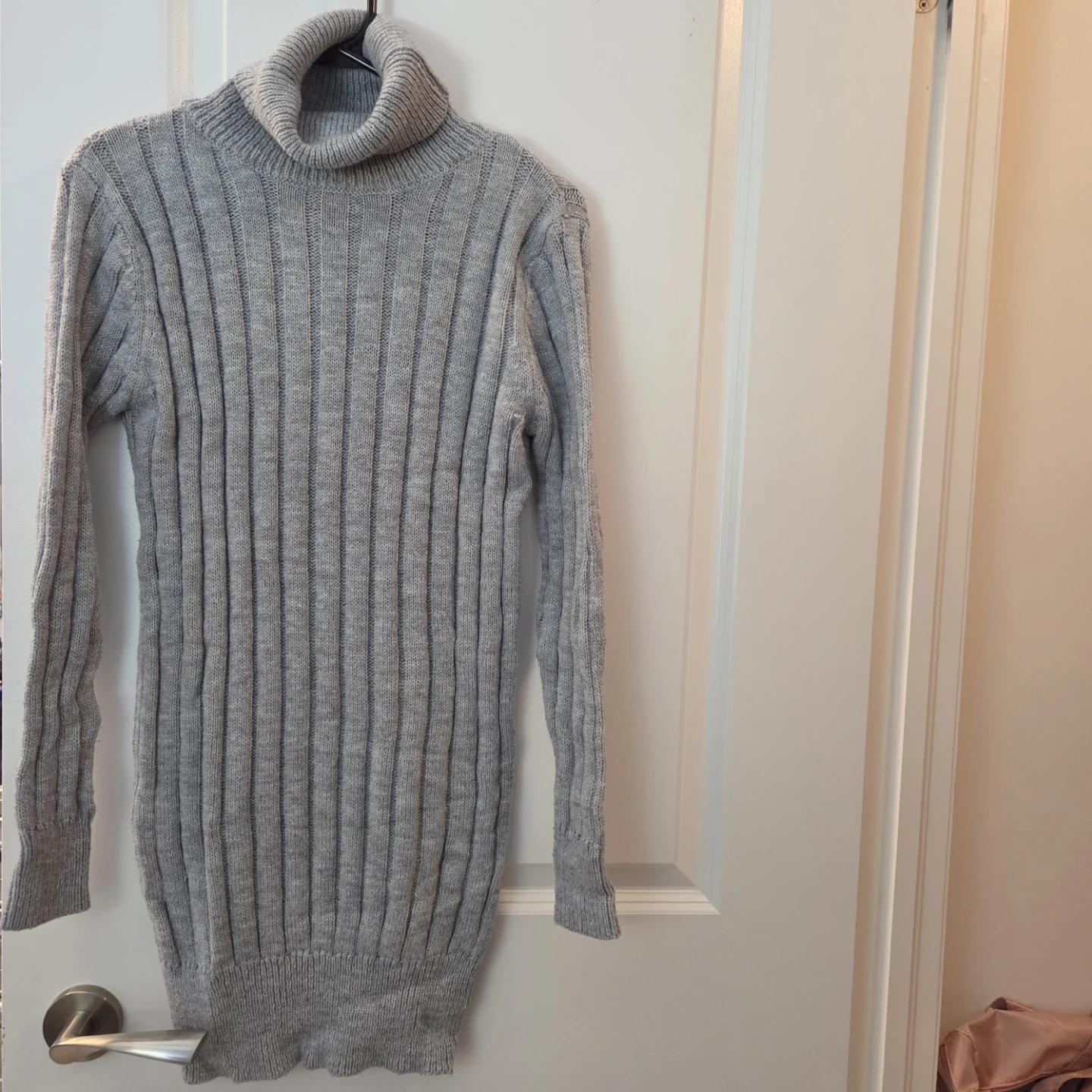 Grey Turtleneck Sweater Dress